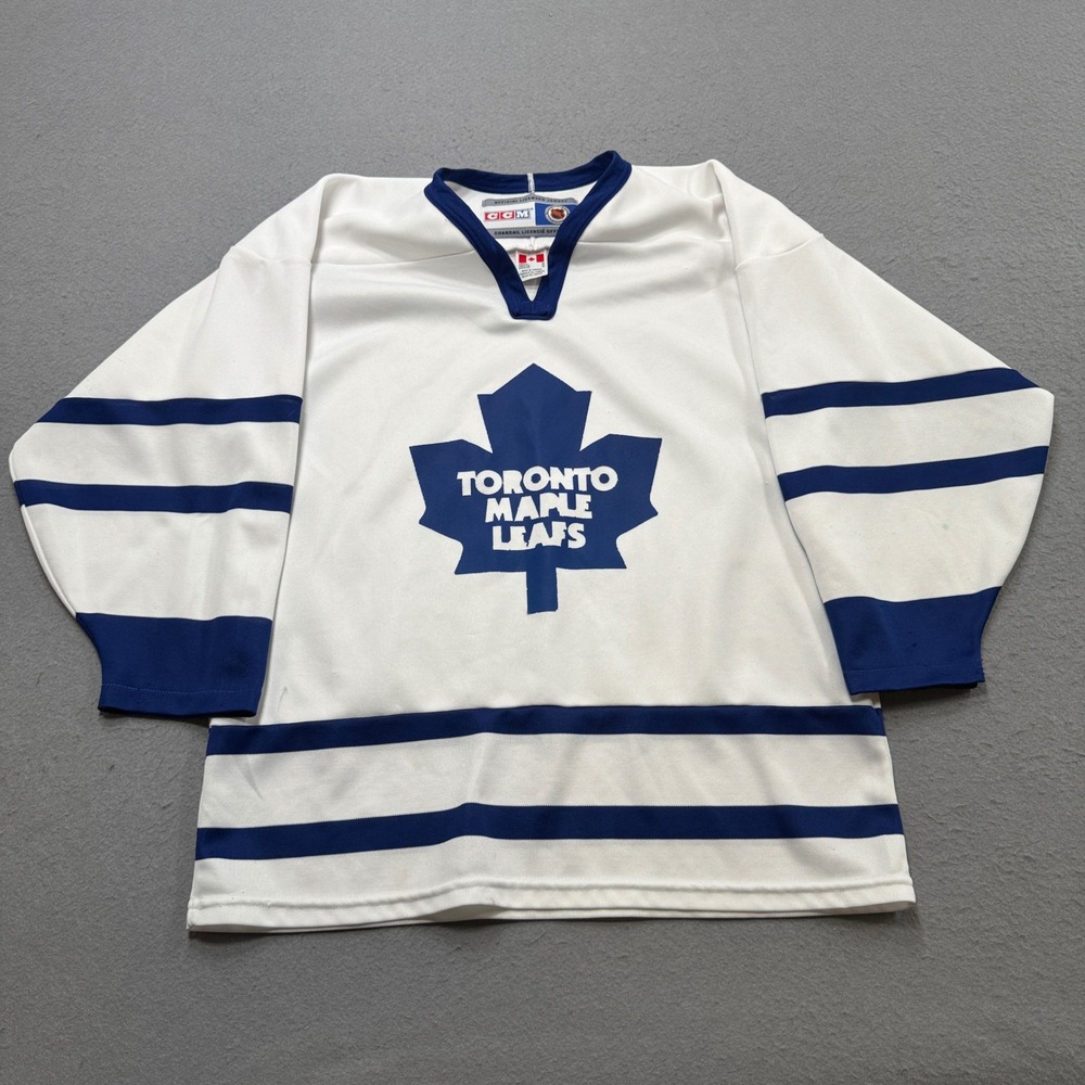 Vintage CCM Toronto Maple Leafs Hockey Jersey Men's Medium White Blue NHL Canada